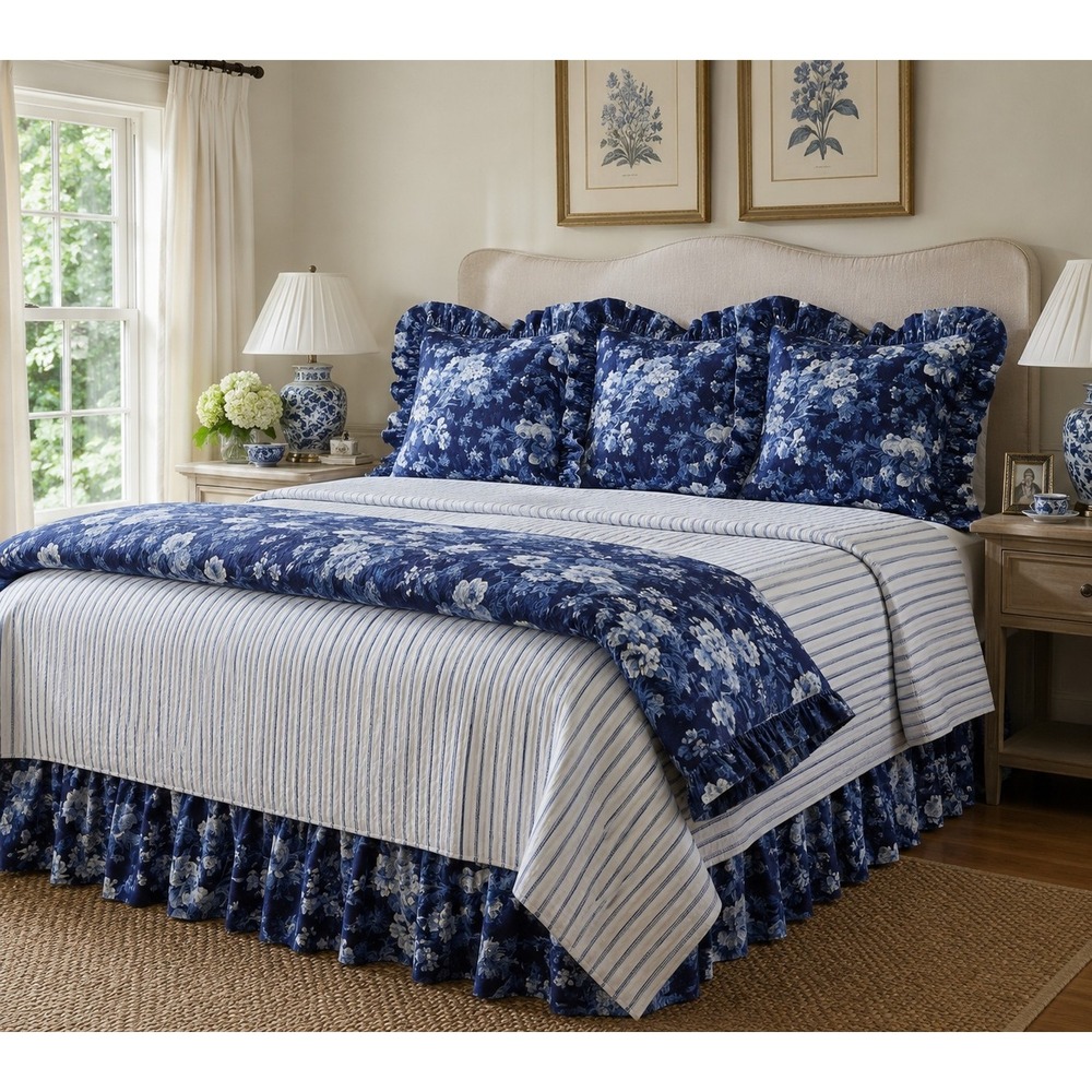 Vintage Ralph Lauren Isadora Bedding Set Queen Duvet King Bed Skirt 3 Euro Shams